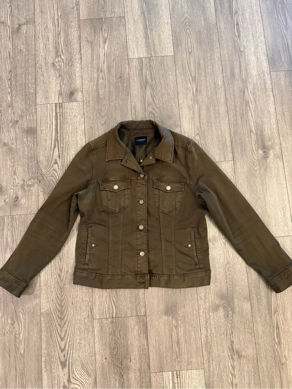 Liverpool Los Angeles Olive Night Women’s Size Large Trucker Denim Jean Jacket